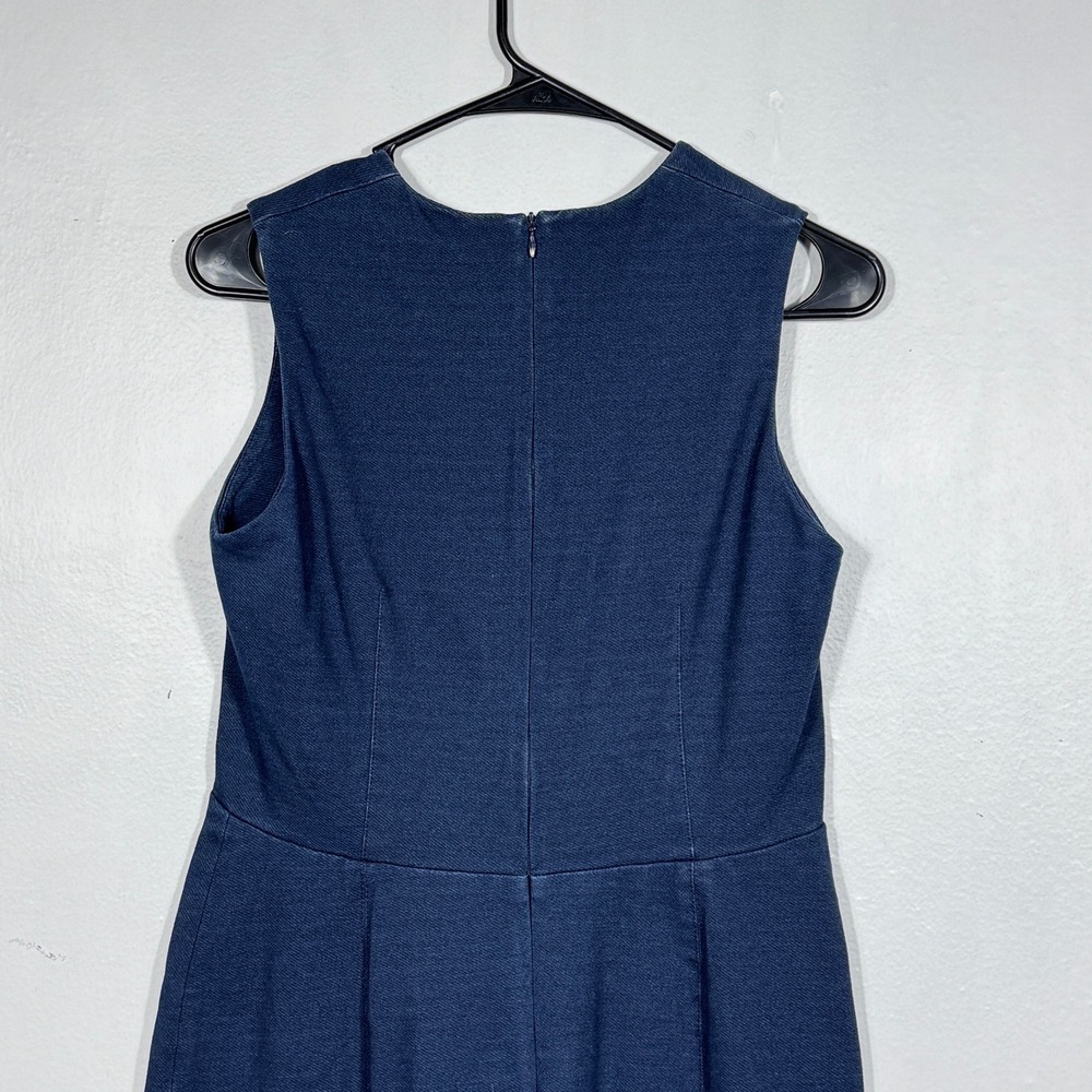 M.M. LaFleur Blue Sleeveless Empire Waist‎ Sheath Dress 6 Cotton Stretch Career - Picture 8 of 12